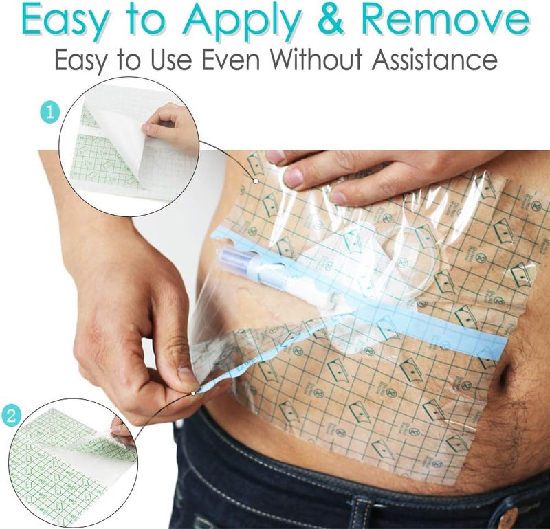 EaseToU 6"x10" Waterproof Dialysis Catheter Shower Cover Chest Port Shield Protector for Central Line G Feeding Tubes Transparent Wound Dressing, Pack of 50 - Image 4